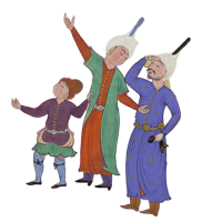 Kid child with parents ponting