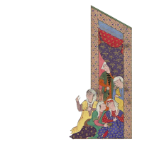 Women leaning next to wall