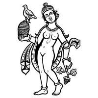 Dancing Female Figures with grape and bird