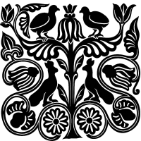 sassanian bird and flower pattern