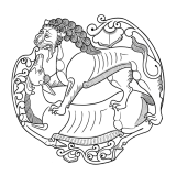 sasanian plate, lion devouring a deer