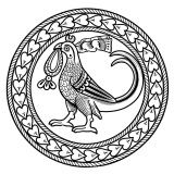 sasanian pheasant in a circular frame